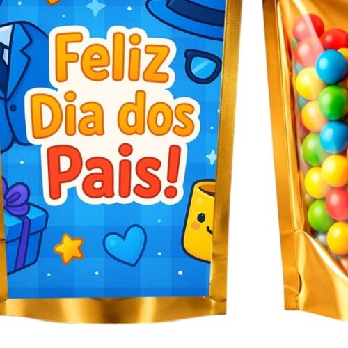Saco Festa Metalizado Dourado 13x20 Dia dos Pais