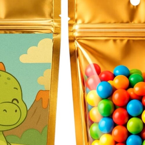Saco Festa Metalizado Dourado 13x20 Dinossauro Baby