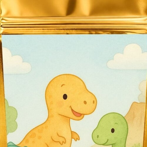 Saco Festa Metalizado Dourado 13x20 Dinossauros Baby