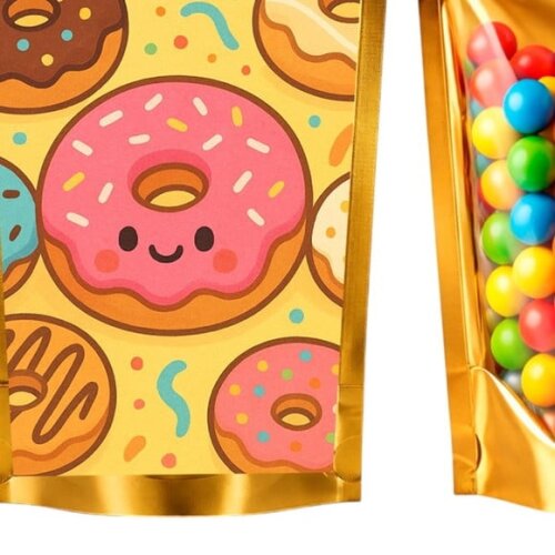 Saco Festa Metalizado Dourado 13x20 Donuts