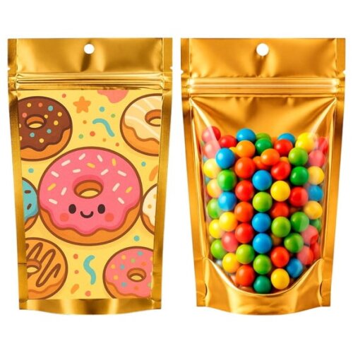Saco Festa Metalizado Dourado 13x20 Donuts