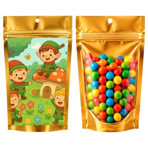 Saco Festa Metalizado Dourado 13x20 Duendes
