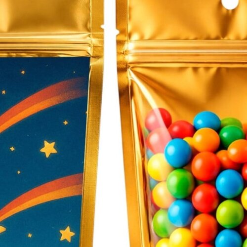Saco Festa Metalizado Dourado 13x20 Estrelas Cadentes