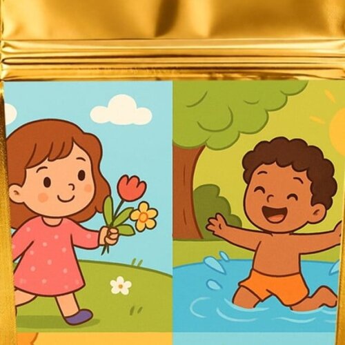 Saco Festa Metalizado Dourado 13x20 Estações do Ano