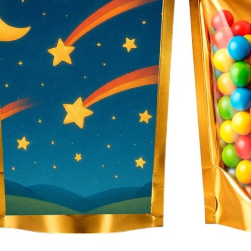 Saco Festa Metalizado Dourado 13x20 Estrelas Cadentes
