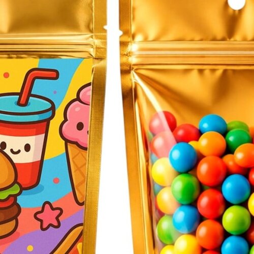 Saco Festa Metalizado Dourado 13x20 Fast Food