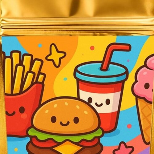 Saco Festa Metalizado Dourado 13x20 Fast Food