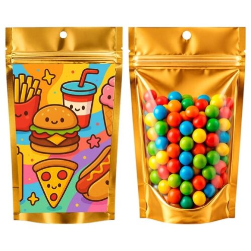 Saco Festa Metalizado Dourado 13x20 Fast Food