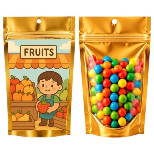 Saco Festa Metalizado Dourado 13x20 Feira de Frutas