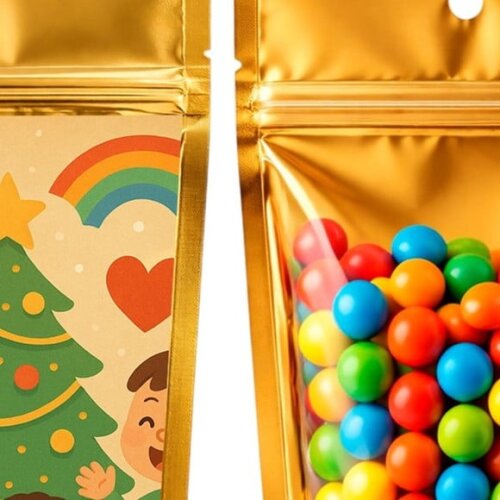 Saco Festa Metalizado Dourado 13x20 Feliz Natal