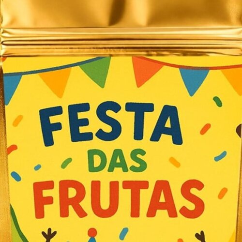 Saco Festa Metalizado Dourado 13x20 Festa das Frutas