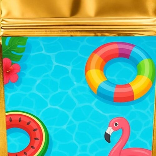 Saco Festa Metalizado Dourado 13x20 Festa na Piscina