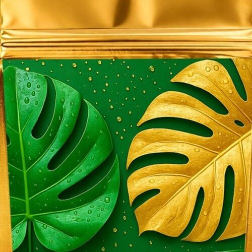 Saco Festa Metalizado Dourado 13x20 Folha Costela-de-adão