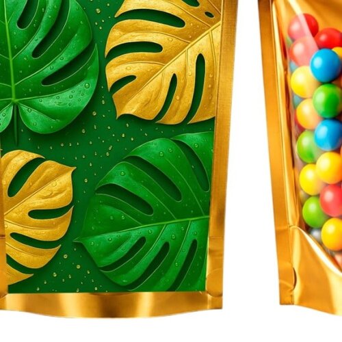 Saco Festa Metalizado Dourado 13x20 Folha Costela-de-adão