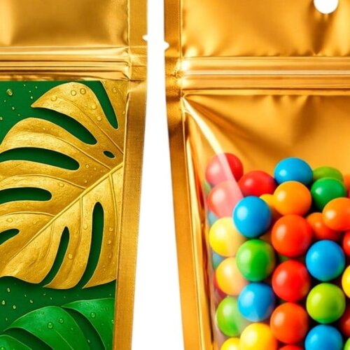 Saco Festa Metalizado Dourado 13x20 Folha Costela-de-adão