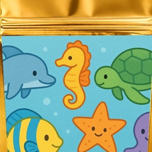 Saco Festa Metalizado Dourado 13x20 Fundo do Mar