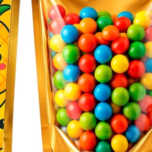 Saco Festa Metalizado Dourado 13x20 Frutas Tropicais