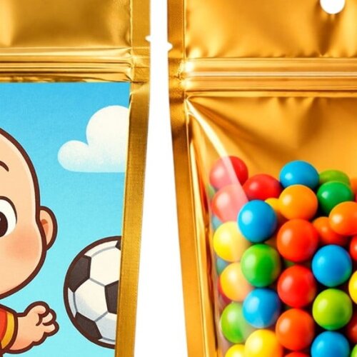 Saco Festa Metalizado Dourado 13x20 Futebol Baby