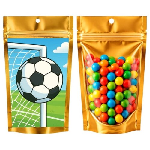 Saco Festa Metalizado Dourado 13x20 Futebol