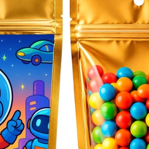 Saco Festa Metalizado Dourado 13x20 Futurismo Infantil