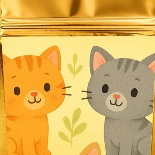 Saco Festa Metalizado Dourado 13x20 Gatinhos