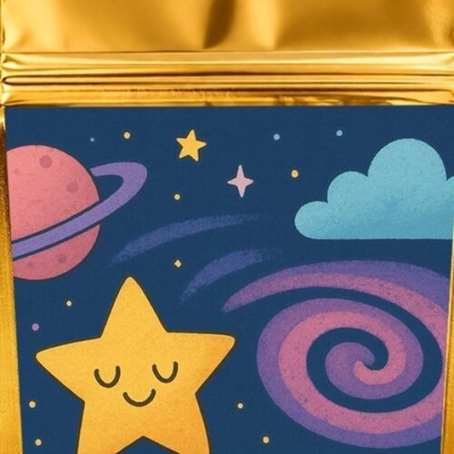 Saco Festa Metalizado Dourado 13x20 Galáxia Mágica