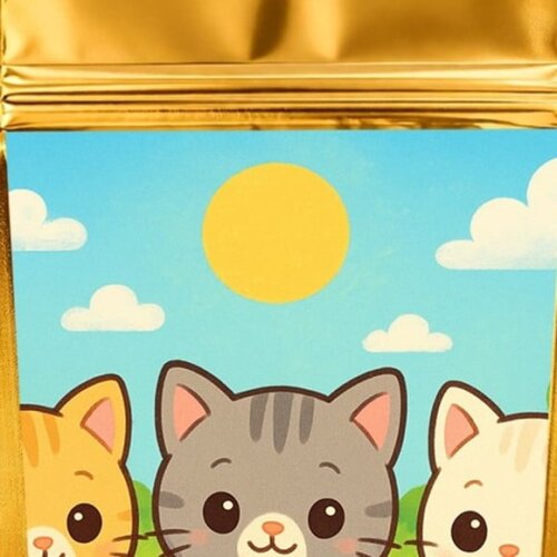 Saco Festa Metalizado Dourado 13x20 Gatinhos Baby