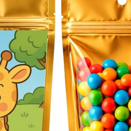 Saco Festa Metalizado Dourado 13x20 Girafinha Baby
