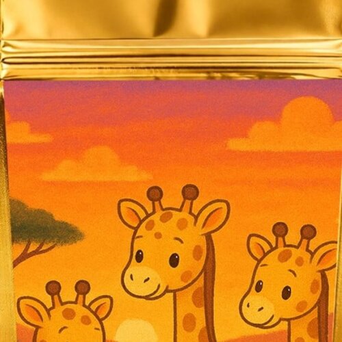Saco Festa Metalizado Dourado 13x20 Girafinhas