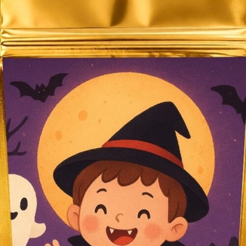 Saco Festa Metalizado Dourado 13x20 Halloween