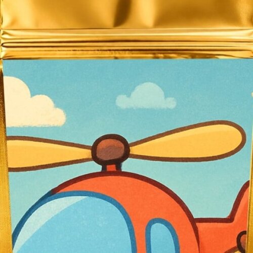 Saco Festa Metalizado Dourado 13x20 Helicóptero