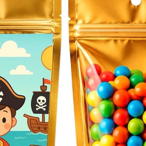 Saco Festa Metalizado Dourado 13x20 Ilha Pirata
