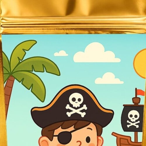 Saco Festa Metalizado Dourado 13x20 Ilha Pirata
