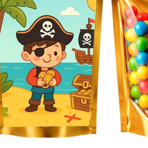Saco Festa Metalizado Dourado 13x20 Ilha Pirata