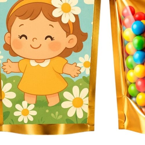 Saco Festa Metalizado Dourado 13x20 Jardim das Margaridas