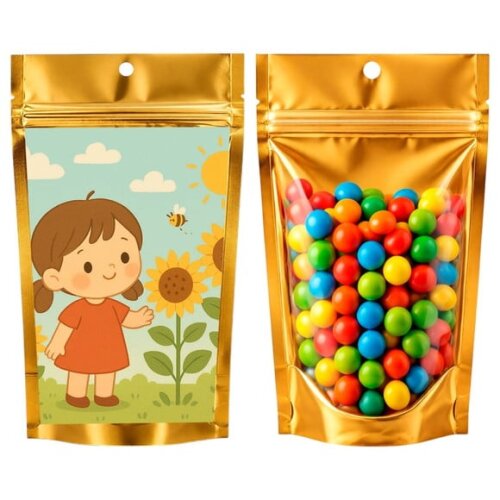 Saco Festa Metalizado Dourado 13x20 Jardim dos Girassóis