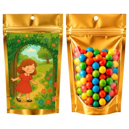 Saco Festa Metalizado Dourado 13x20 Jardim Secreto