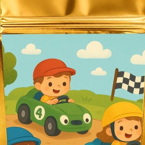 Saco Festa Metalizado Dourado 13x20 Kart Infantil