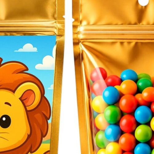 Saco Festa Metalizado Dourado 13x20 Leão Baby