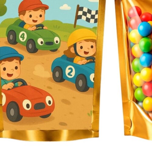 Saco Festa Metalizado Dourado 13x20 Kart Infantil