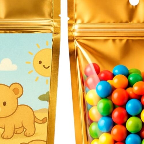 Saco Festa Metalizado Dourado 13x20 Leãozinhos