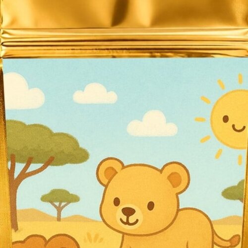 Saco Festa Metalizado Dourado 13x20 Leãozinhos