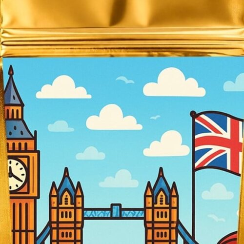 Saco Festa Metalizado Dourado 13x20 Londres