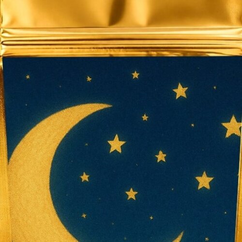 Saco Festa Metalizado Dourado 13x20 Lua e Estrelas