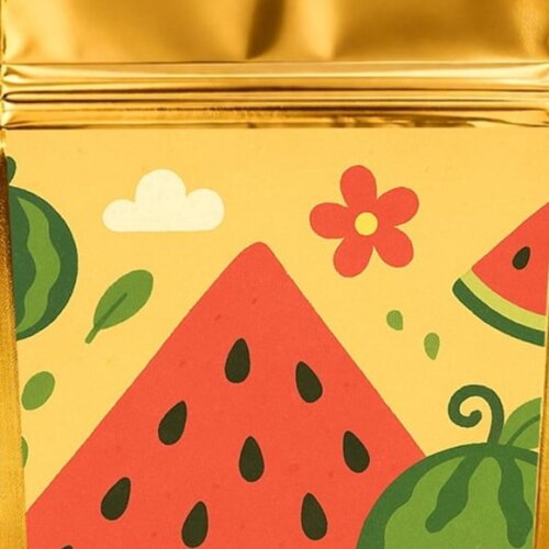Saco Festa Metalizado Dourado 13x20 Melancia