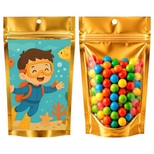 Saco Festa Metalizado Dourado 13x20 Menino Mergulhador