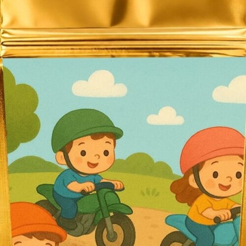 Saco Festa Metalizado Dourado 13x20 Motocicletas Kids
