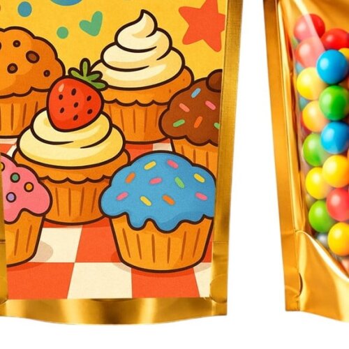 Saco Festa Metalizado Dourado 13x20 Muffins