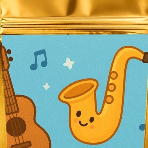 Saco Festa Metalizado Dourado 13x20 Músicas Instrumentos