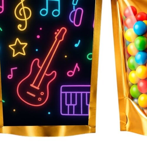 Saco Festa Metalizado Dourado 13x20 Neon Musical